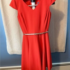 Elegant Dark Orange Dress with Belt